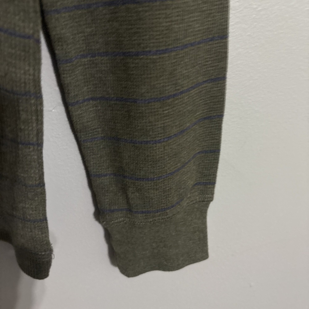 US POLO ASSN Shirt Men's S Green Henley‎ Thermal Long Sleeve Blue Stripes - Picture 8 of 10